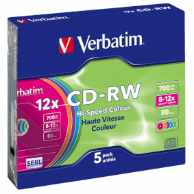CD-RW 8-12x 700 MB barev 5 Pack Slim Case