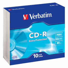 CD-R 52x 700 MB 10 Pack Slim Case Extra Protection