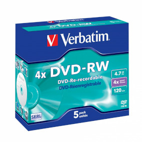 DVD-RW 4x 4.7GB 5 Pack Jewel Case Matné Støíbro