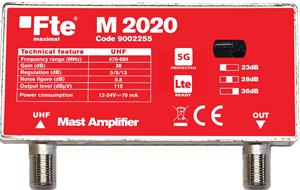 FTE zesilovač M2020 s 5G LTE filtrem, zesílení 36 dB